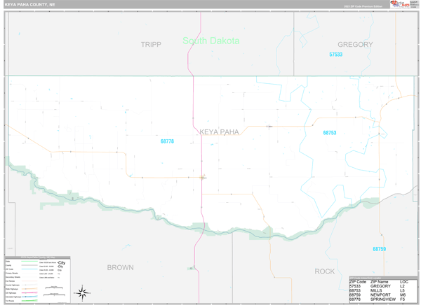 Keya Paha County, NE Wall Map